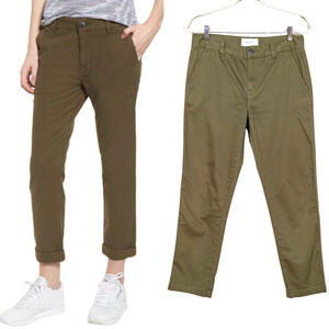 CURRENT/ELLIOTT The Confidant Straight Leg Pants Army Green Cropped Women's 27